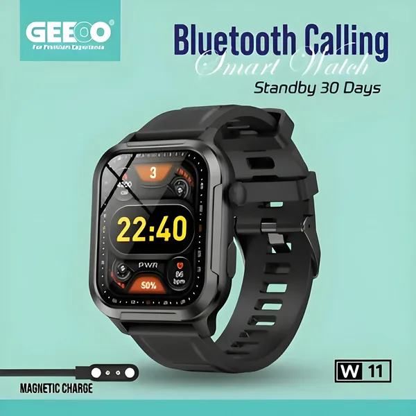 Geeoo W11 Bluetooth Calling Smart watch – Black ছবি 3 - ElevateMart